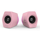 Hecate by Edifier G2000 Bluetooth Multi-Input Gaming Stereo Speakers with RGB Lights - Pink-Unique column-shaped cabinet with 10-degree elevation and 0.65L isometric cavity, matte panel and metal laser engraving, screen printing logo and anti-slip foot pads