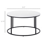 HOMCOM Wood Round Coffee Table with Modern Design - White-Made from powder coating metal frame with particleboard