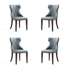Manhattan Comfort - Lot de 4 chaises de salle à manger traditionnelles Reine 19,7 po en similicuir gris galet-Chaise de salle à manger traditionnelle pour usage en salle à manger lot de 4