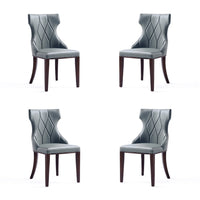 Manhattan Comfort - Lot de 4 chaises de salle à manger traditionnelles Reine 19,7 po en similicuir gris galet-Chaise de salle à manger traditionnelle pour usage en salle à manger lot de 4