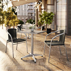 Flash Furniture 23.5'' Square Aluminum Indoor-Outdoor Table with 2 Black Rattan Chairs (TLH-ALUM-24SQ-020BKCHR2-GG)-Seats 2 people