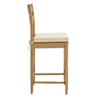Modway - Jax Bois de chêne Tabouret de comptoir avec dossier ondulé en rasoir et coussin in Rayure d’avoine en chêne usé-Conception sans bras