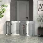 PawHut 80" Extra Wide Freestanding Pet Gate with Support Feet - Light Grey-Great for doorways, halls, bedrooms and staircases 