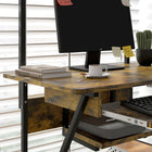 HOMCOM 31.5" Computer Desk - Rustic Brown-Melamine-coated particleboard resists scratches and wear