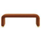 Modway Koda Performance Velvet Waterfall Long Bench - Brass/Rust-Adjustable Foot Caps