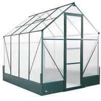 Outsunny 8' x 6' x 7' Polycarbonate Greenhouse with Raised Garden Bed and Temperature Controlled Window- Sturdy powder-coated aluminium alloy frame for durability
 