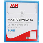 JAM Paper Enveloppes en plastique, ouv. au sommet, ferm. à bouton et ficelle, 9 1/4 x 11 1/4 po, bleues, paq./12-Faites de plastique épais et durable
