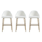Manhattan Comfort - Gracie tabouret de bar moderne 22" en similicuir blanc et or, lot de 3-Tabouret de bar moderne avec dossier parfait pour une utilisation au bar et dans la cuisine. Ensemble de 3