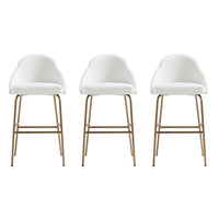 Manhattan Comfort - Gracie tabouret de bar moderne 22" en similicuir blanc et or, lot de 3-Tabouret de bar moderne avec dossier parfait pour une utilisation au bar et dans la cuisine. Ensemble de 3