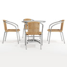Table ronde en aluminium de 31,5 po avec 4 chaises en rotin beige, intérieur/extérieur (TLH-ALUM-32RD-020BGECHR4-GG)-4