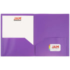 JAM Paper - Dossiers POP d'école en plastique à deux pochettes - violet - Paquet de 6-Quantité : 6 dossiers par paquet | Un pour chaque sujet et projet