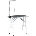 PawHut 32" H Foldable Small Dog Grooming Table with Adjustable Arm - Black-Robust metal frame with non-skid feet prevents the table from wobbling 