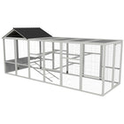 PawHut Outdoor Wooden Combinable Design Chicken Coop with Run - Grey-It can be used with a small chicken cage to make more space 