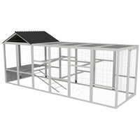 PawHut Outdoor Wooden Combinable Design Chicken Coop with Run - Grey-It can be used with a small chicken cage to make more space 