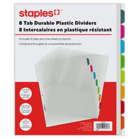 Staples Clear View Plastic Dividers - 8 Tab - Coloured-Bright coloured poly divider sets