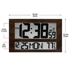 Marathon Commercial Grade Jumbo Atomic Wall Clock with 6 Time Zones - Indoor Temperature & Date - Wood Tone (CL030025WD)-Digital wall clock displays time, indoor temperature and calendar