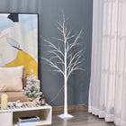Outsunny - Arbre de bouleau lumineux 5 pi avec 58 LED et 8 modes d’éclairage - blanc-Base large et 4 piquets au sol pour une position stable 