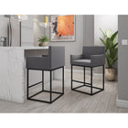 Manhattan Comfort - Ambassador tabouret de comptoir moderne du milieu du siècle de 20,5 po en similicuir gris et noir, lot de 2-Conception moderne du cadre carré en métal durable
