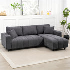 HOMCOM - Canapé sectionnel 3 places en forme de L avec assise intégrée - gris charbon-Profitez du coussin intégré en une seule pièce, plus confortable et plus sûr 