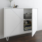 Nexera Slim 2-Door Storage Accent Cabinet - Floating And Wall Mount Bar - White-Easy and quick to assemble, this piece of furniture from the Slim collection requires to be mounted on the wall