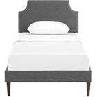 Modway Laura Fabric Twin Platform Bed with Squared Tapered Legs - Grey-Center Rail with Support Two Legs