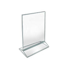 Azar - Porte-cartes de bureau/comptoir à chargement supérieur/latéral en acrylique - Transparent - Paquet de 5 (152799-SLV-5PK)-Bordure argentée