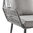 Manhattan Comfort Portofino Modern Patio 4-Person Conversation 4-Piece Set with Coffee Table - Grey-Frame Made of Steel Wrapped in PVC Rattan Perfect for Outdoor Weather
