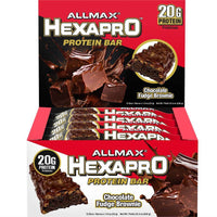 Allmax Hexparo Bars Chocolate Fudge Brownie Protein Bars - 12 Pack-Allamx Hexapro Protein Bars Chocolate Fudge Brownie Tray