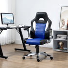 HOMCOM - Chaise de jeu style voiture de course en cuir PU avec accoudoirs relevables - bleu-Appuie‑tête, dossier, accoudoirs et assise épais et indéformables pour un confort ultime