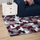 Modway Andela Interlocking Block Mosaic Area Rug - 8 ft W x 10 ft L - Multicolored Red/Light Blue-Protect Floors From Traffic/Furniture