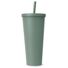 Namaka Plastic Straw Tumbler - Olive Green-Lightweight and durable