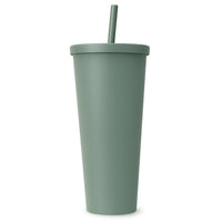 Namaka Plastic Straw Tumbler - Olive Green-Lightweight and durable