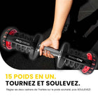 MotionGrey - Haltères ajustables 10 à 90 lb - Avec poignée haute résistance, banc d’entraînement, corde à sauter et barre en métal antidérapante-6