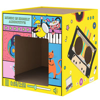 PawHut - Griffoir pour chat 2 en 1 maison en carton avec herbe à chat-Combine une cachette douillette avec un grattoir amusant pour un jeu tout-en-un 