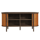 Modway Coralie 63" Curved Vegan Leather Oval Sideboard - Walnut Tan-9