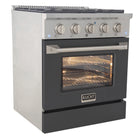 Kucht 30" KNG Series Pro Style Natural Gas Range - Stainless Steel/Cement Grey-Sealed burners make the range easy to clean
