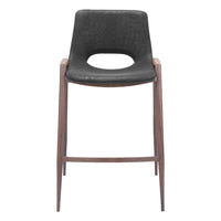 Zuo Desi Counter Stool - Black/Walnut - Set of 2-Plush and durable faux leather fabric