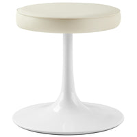 Modway Lippa Vegan Leather Round Stool - Stone-Faux Leather Seat