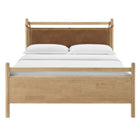 Modway Leni King Size Vegan Leather and Wood Platform Bed Frame - Light Oak Canyon-Assembly Required