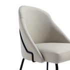 Manhattan Comfort Gracie 24.2" Modern Leatherette Upholstered Dining Chair - Stone and Black - Set of 2-Features High Density Foam Filled For Comfort and Durability