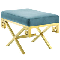 Modway Rove Velvet Performance Velvet Bench - Sea Blue-Modern Bedroom or Living Room Bench