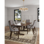 Manhattan Comfort Fifth Avenue 18.5" Traditional Faux Leather Upholstered Dining Chair - Grey - Set of 4-Frame Made of Solid Beech Wood with Rich Walnut Finish
