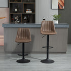 HOMCOM - Tabourets de bar rétro en microfibre avec cadre en métal et repose-pieds - brun - paquet de 2-Assises remplies de mousse et recouvertes d’un tissu leathaire 
