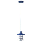Hudson&Canal - Suspension lanterne Bay de 21 cm de large avec abat-jour en verre et métal - Bleu/transparent-Associé à un globe en verre transparent et à un abat-jour en métal