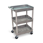 Luxor - Chariot à bacs en polyéthylène à 3 tablettes - 24" x 18" - capacité 300 lb - gris-Chariot utilitaire polyvalent
