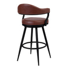 Armen Living - Justin Tabouret de Bar Pivotant de 76 cm de Hauteur en Similicuir Café Vintage avec Pieds en Métal Noir-58,4 cm L x 55,9 cm l x 105,4 cm H