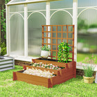 Outsunny 3-Tier Raised Garden Bed with Trellis for Climbing Plants - Brown-Inner fabric bag promotes healthy roots and soil

