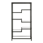 Hudson&Canal Johann 68"H Bookcase - Blackened Bronze-Features a tempered glass top and shelves