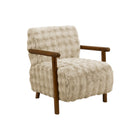 Monarch Specialties - Chaise d'Appoint Moderne Rembourré 31"H Avec Supports en Noyer Massif - Faux Fourrure Brun-Ce fauteuil d'appoint rembourré présente une silhouette doucement courbée en tissu marron imitation fourrure, créant une présence chaleureuse et accueillante qui complète à la fois un salon et une chambre à coucher.
