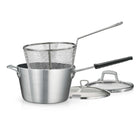 Tramontina Pro Fusion 5.5 Qt Nonstick Deep Fryer with Lid - Progrey-Cast stainless steel handle with three solid alloy rivets